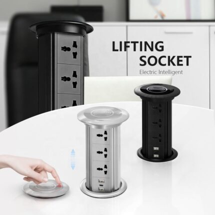 Waterproof Intelligent lifting sockets tower for conference tables with 3 sockets, USB, BT Speaker, Wifi, Touch